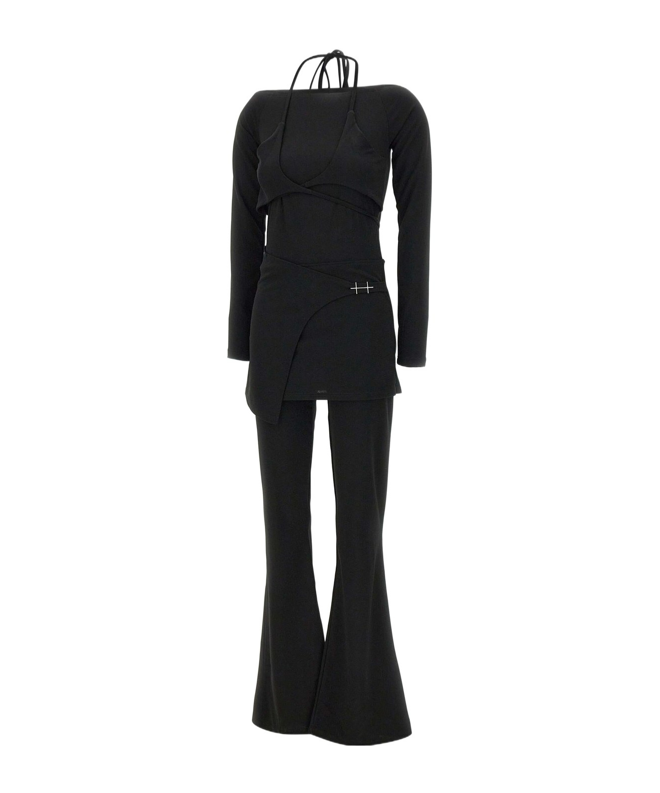 Heliot Emil Tie-back Long Jumpsuit In Black