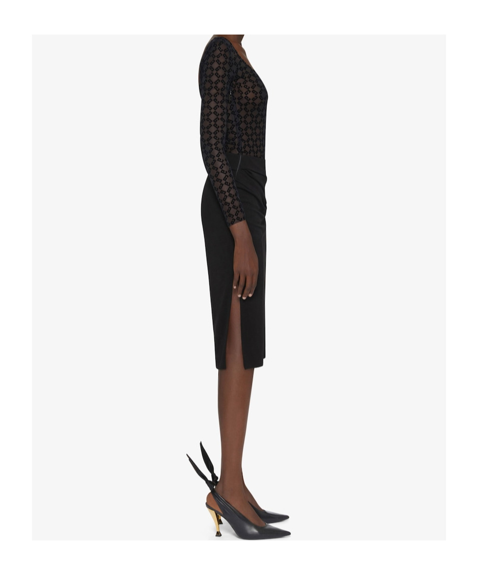 Givenchy Draped Dress In Jersey And Monogram 72 Tulle In Black