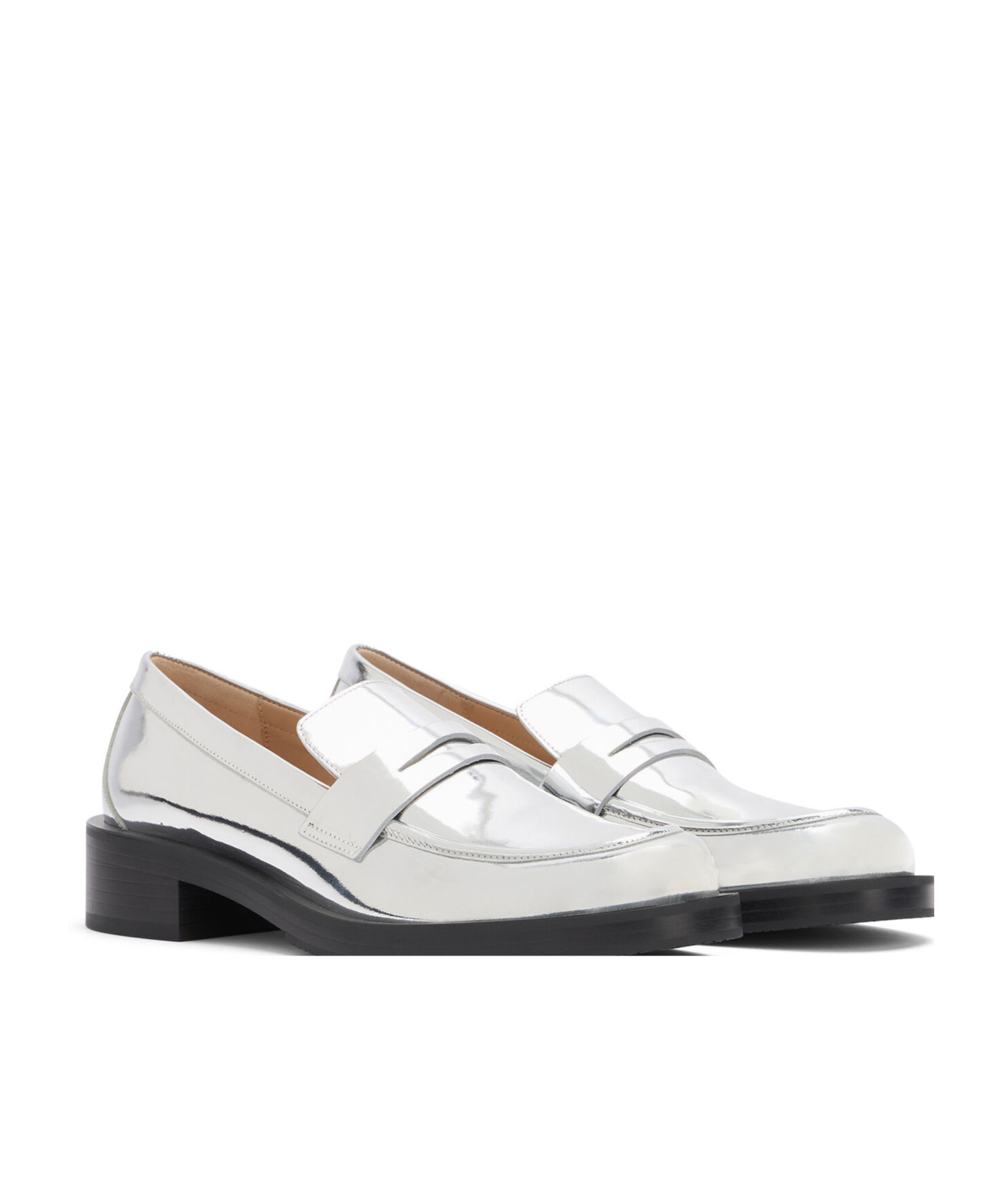 Stuart Weitzman Thick Heeled Round Head Loafers In White