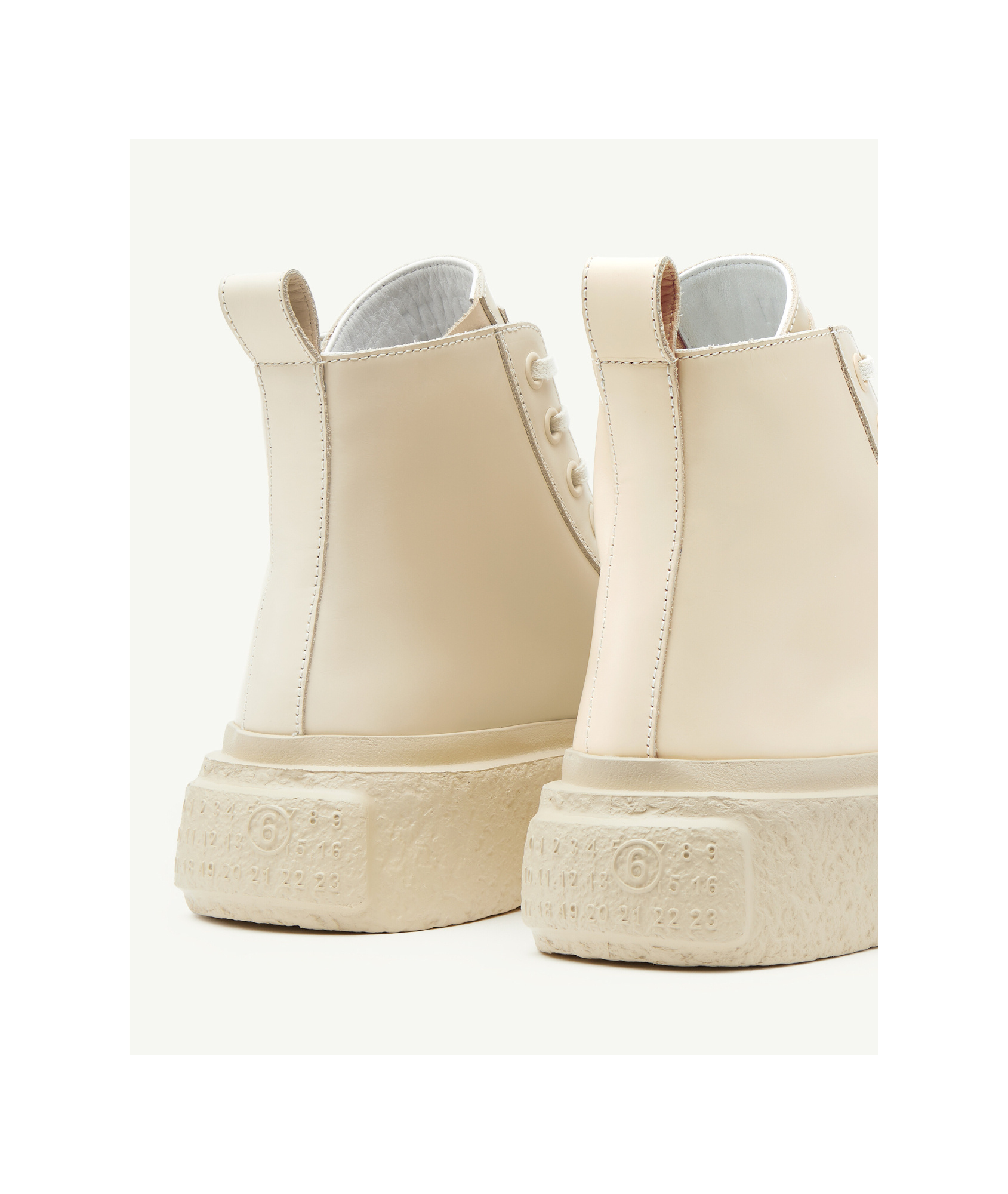 Shop Mm6 Maison Margiela Lace-up Leather Sneakers In Nude