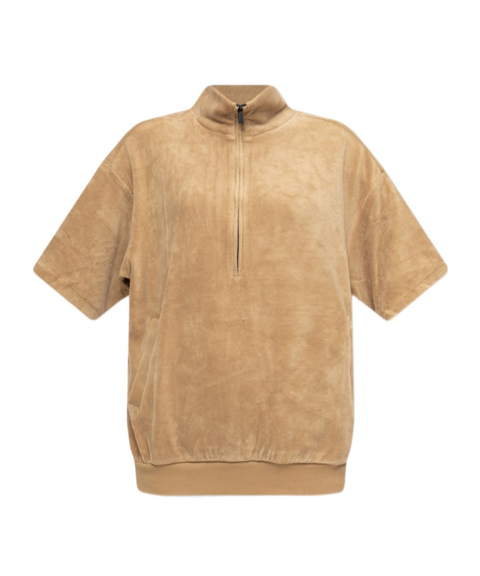 ESSENTIALS FEAR OF GOD ESSENTIALS SHORT-SLEEVED VELOUR SWEATSHIRT 