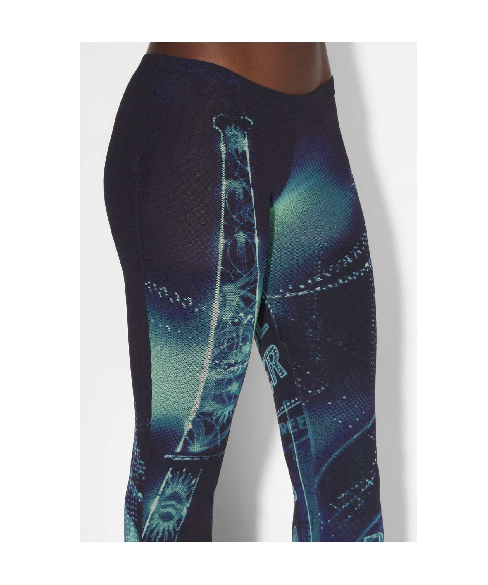 Jean Paul Gaultier Pigalle Mesh Flare Printed Trouser In Black