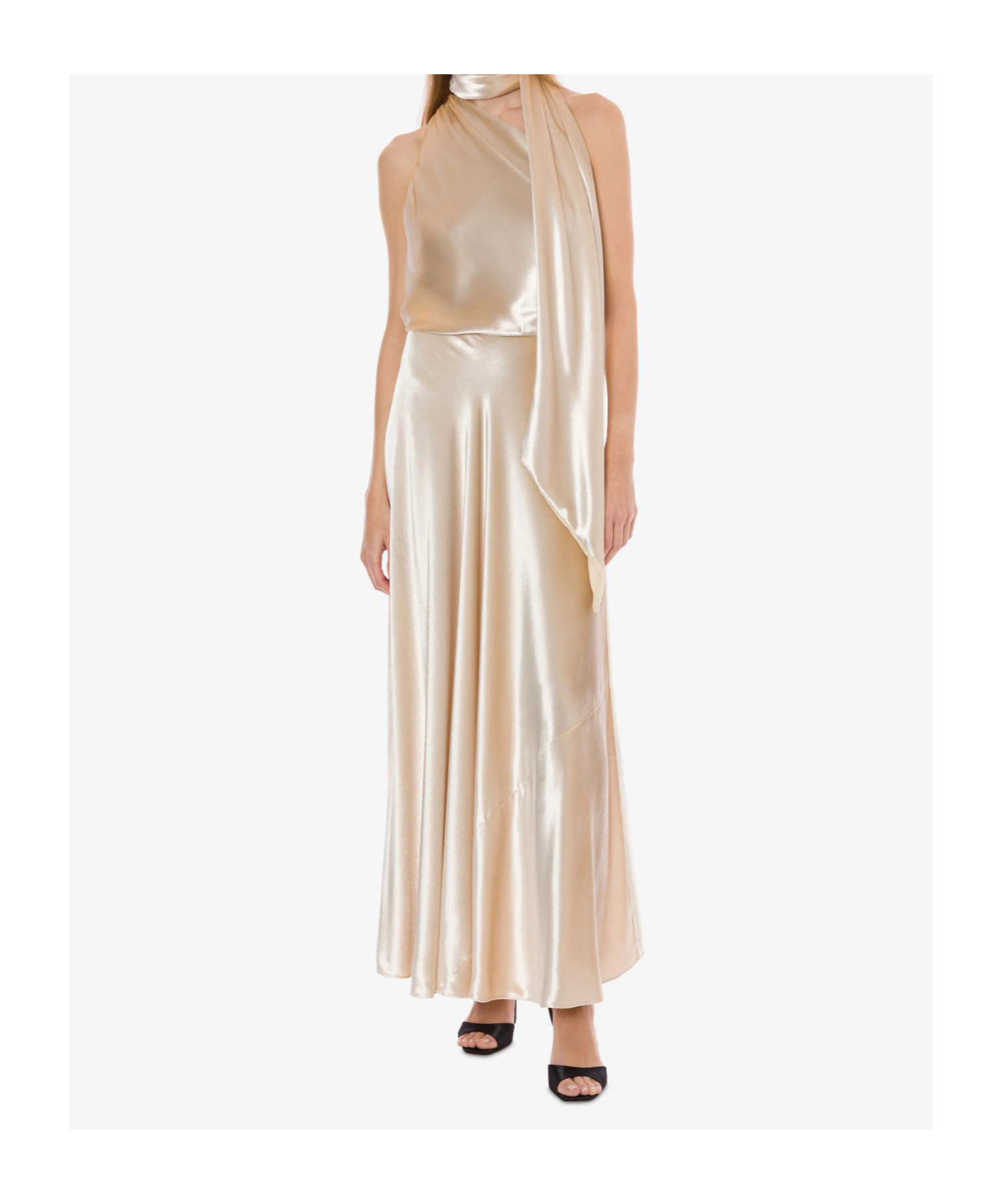 Alberta Ferretti Glossy Velvet One-shoulder Dress With Extra Fabric In Neutral