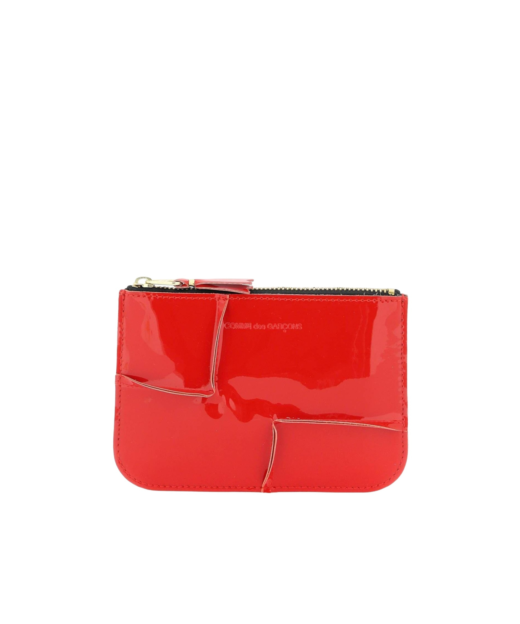 Comme Des Garçons Zip Around Patent Leather Wallet With Zipper In Red