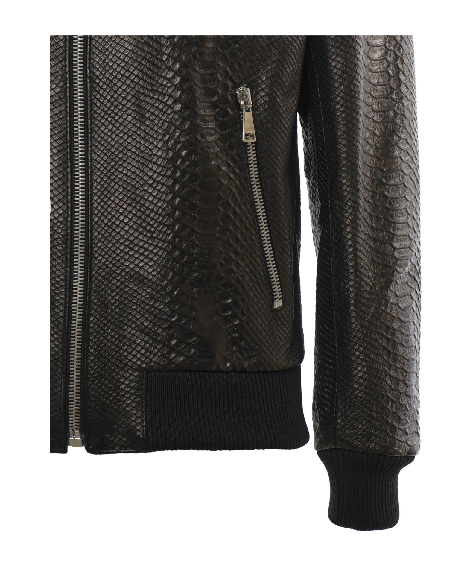 Giuliano Galiano Miami Zip Python-effect Leather Jacket In Black