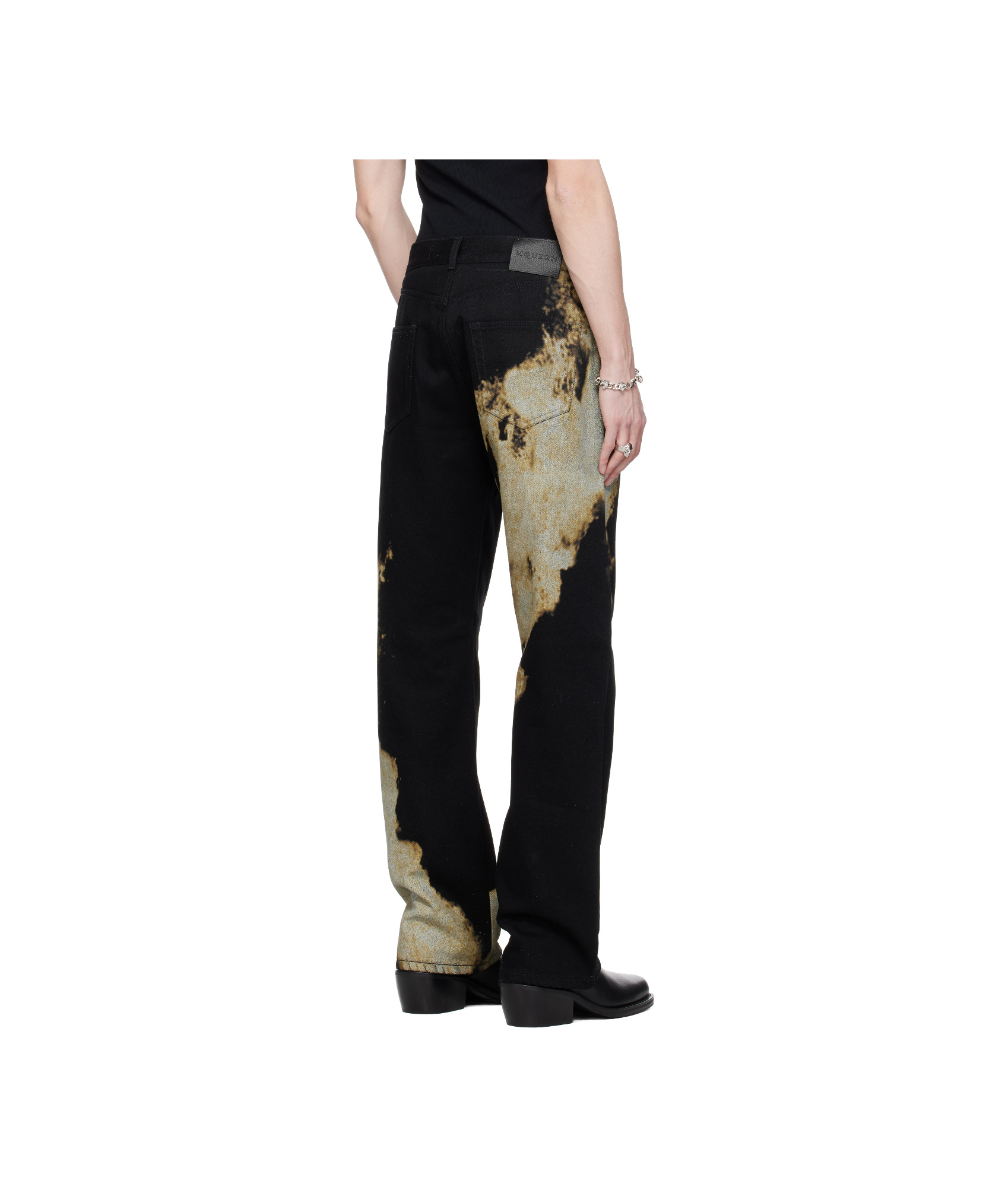 Alexander Mcqueen S Graphic-print Straight Leg Denim Jeans In Black/ivory