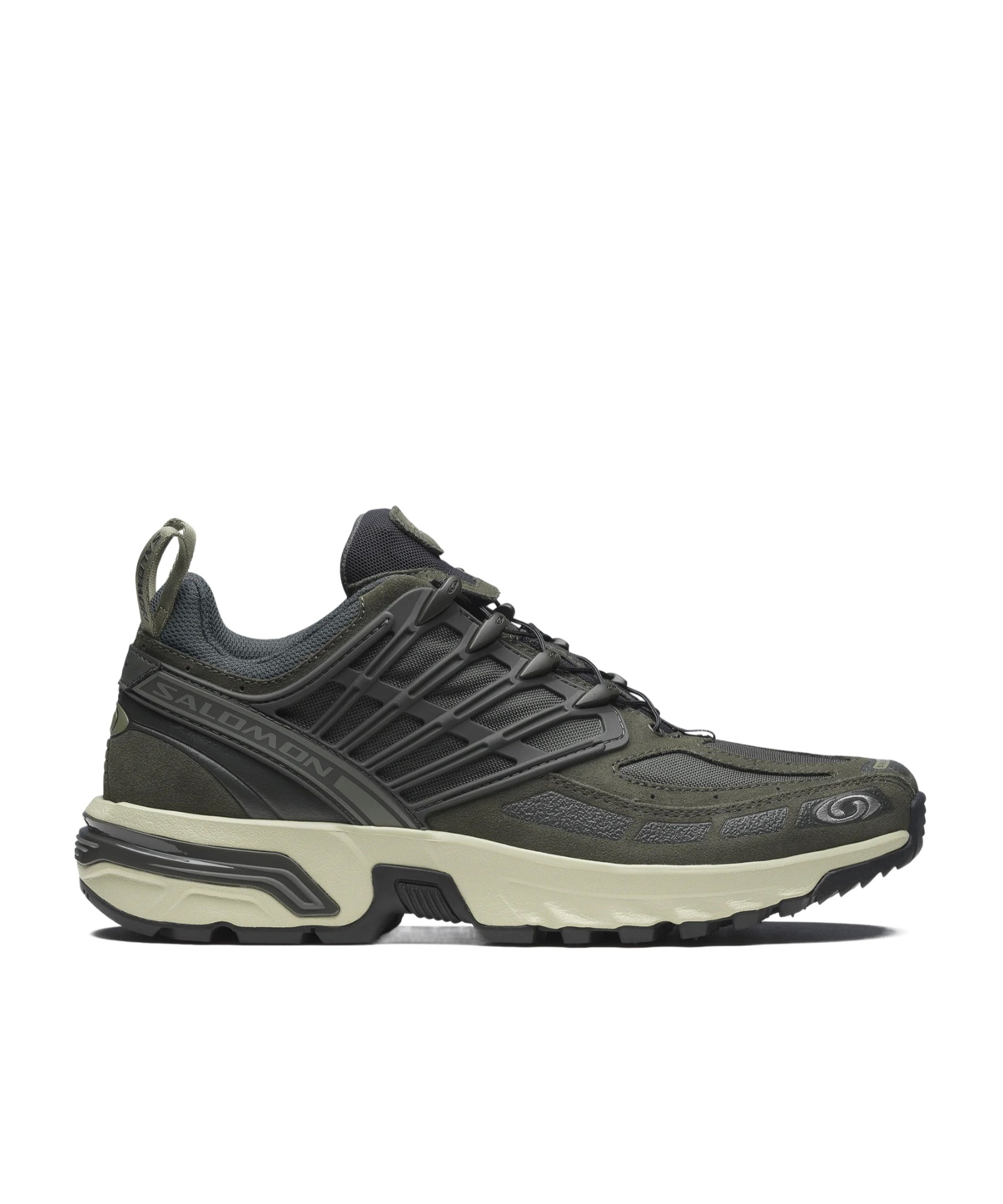 Salomon Military Green Acs Pro Leather Sneaker In Black