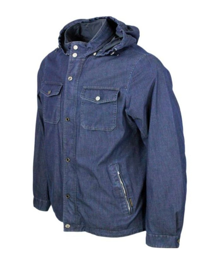 Moorer Long-sleeved Denim Jacket In Blue