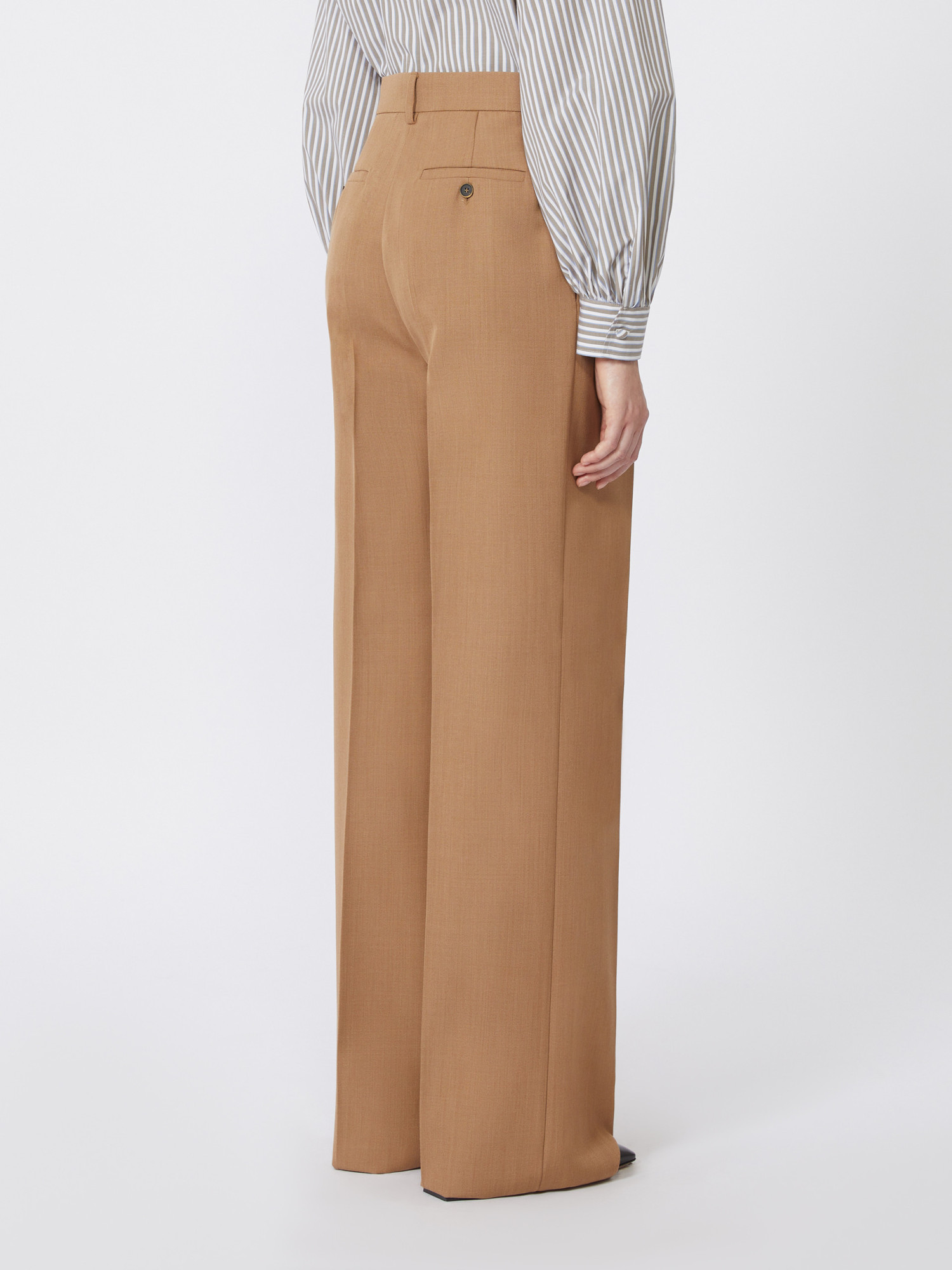 Max Mara Wool Wide-leg Trousers In Brown
