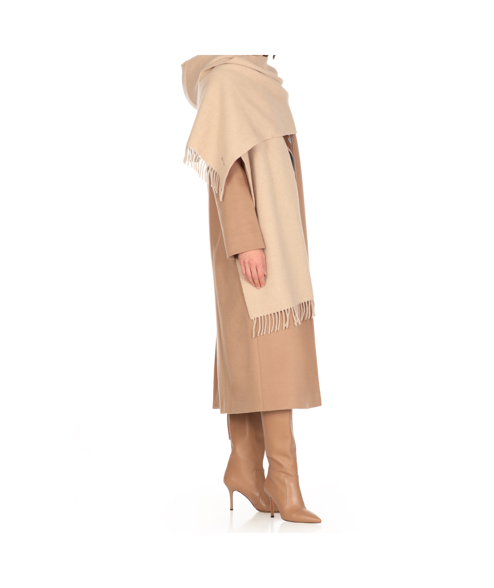 Max Mara Fringed Scarf In Nude