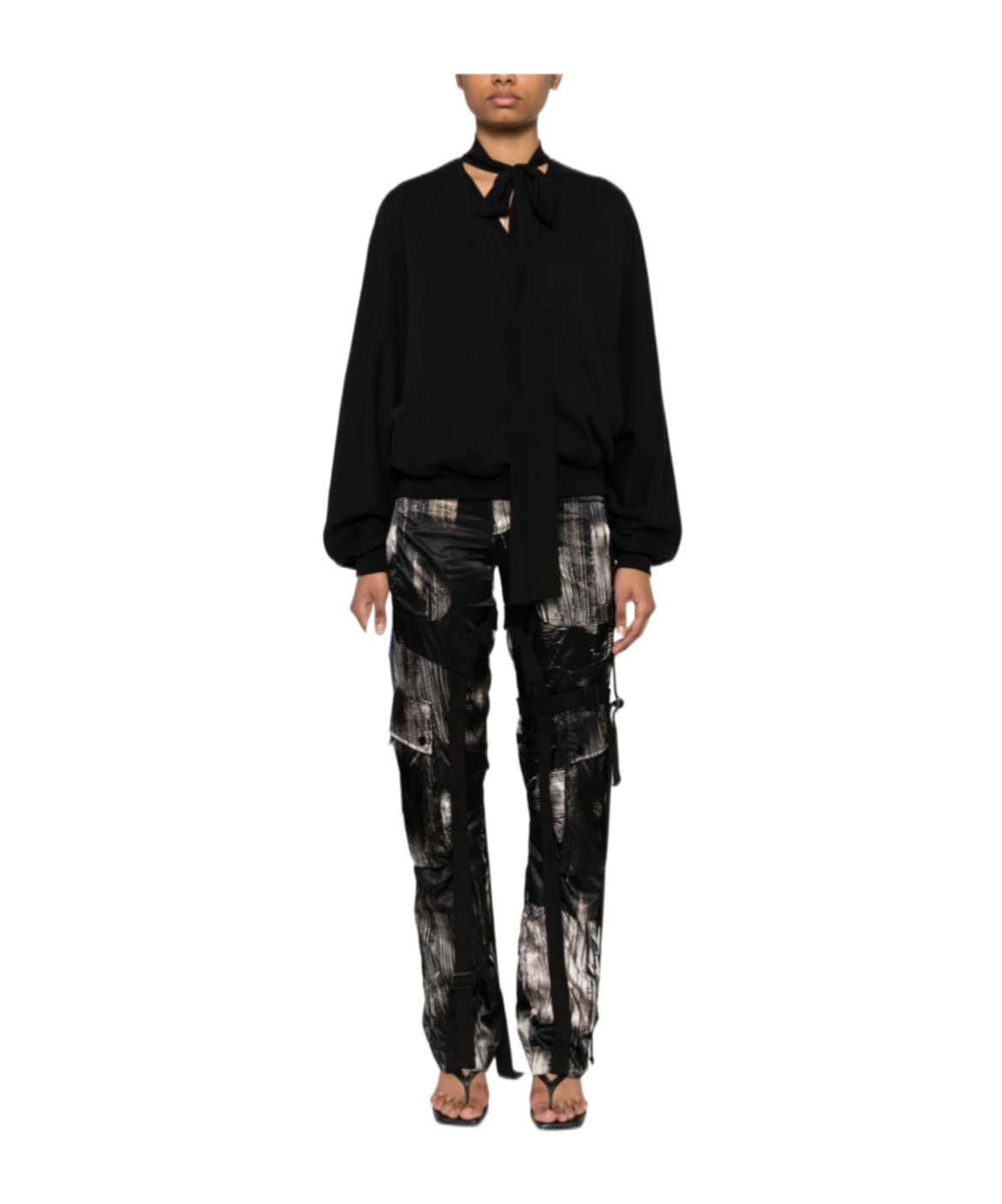 Blumarine V-neck Sweatshirt With Bow In Black