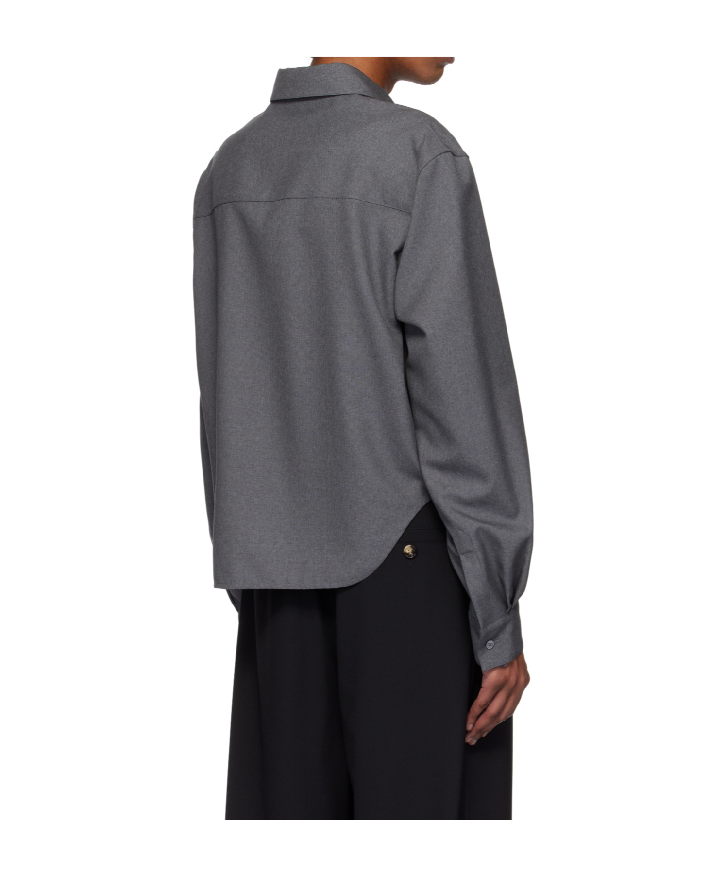 Marni Gray Wool Long Sleeve Shirt In Gray