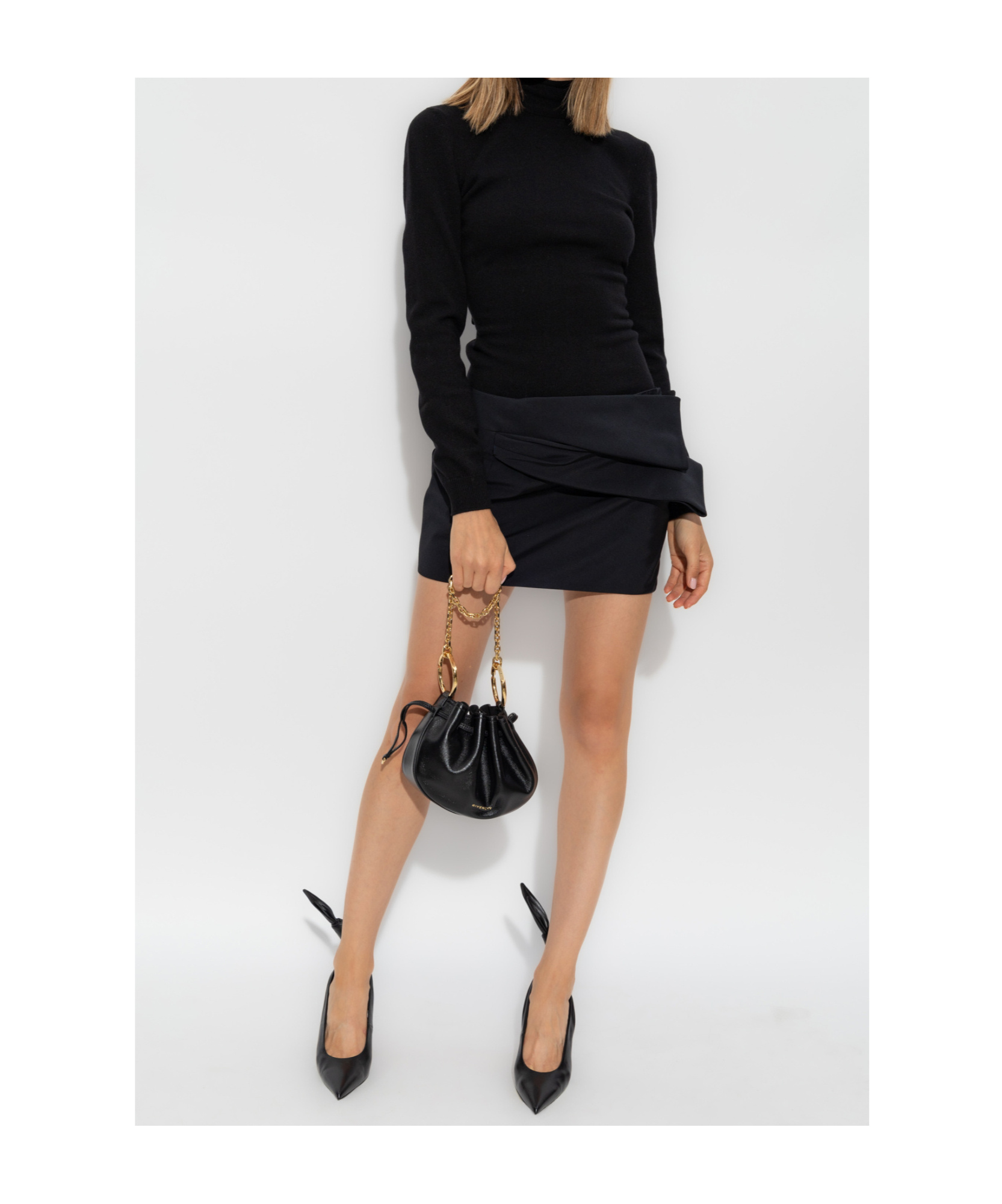 Givenchy Mini Skirt In Cotton With Draped Detail In Black