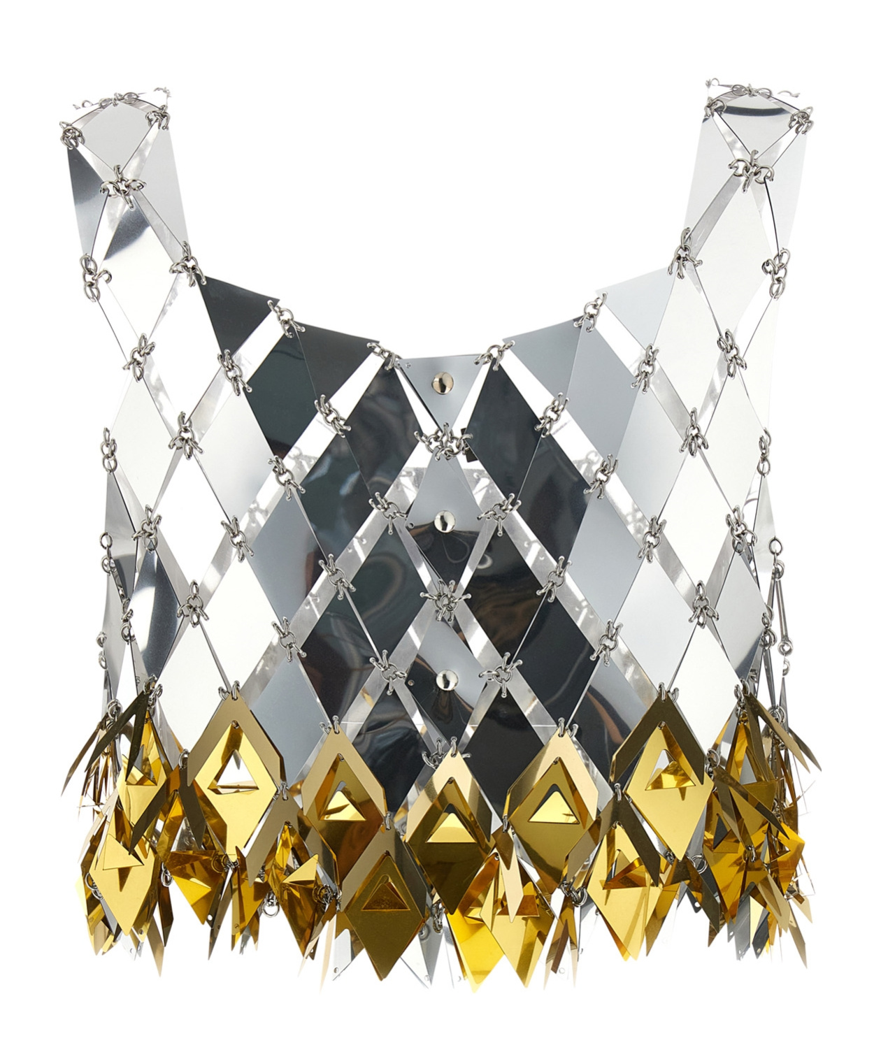 Shop Rabanne Spikey-fringe Crop Top In Gray