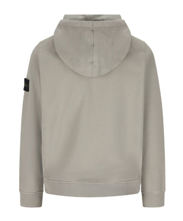 Stone Island Logo Patch Zip-up Hoodie In Animal Print
