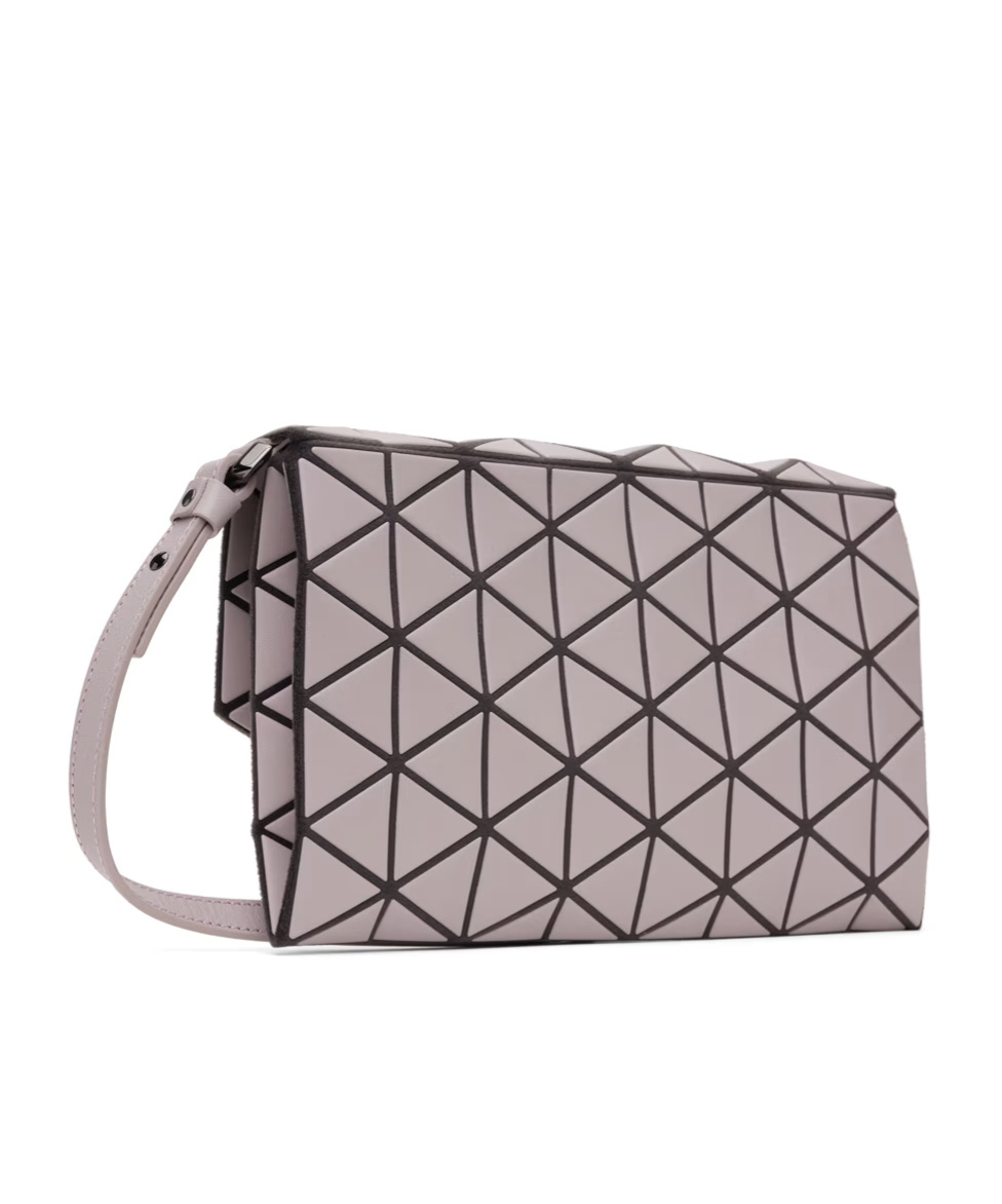 Bao Bao Issey Miyake Tonneau Matte Triangular Decal Shoulder Bag In Nude