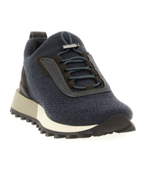 Brunello Cucinelli Performance Knit Sneakers Textured Sole In Gray