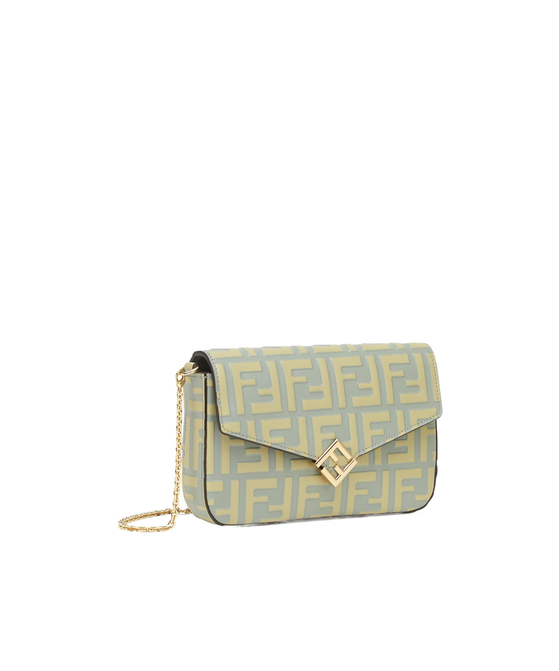 Fendi Ff Diamonds Wallet On Chain In Nude