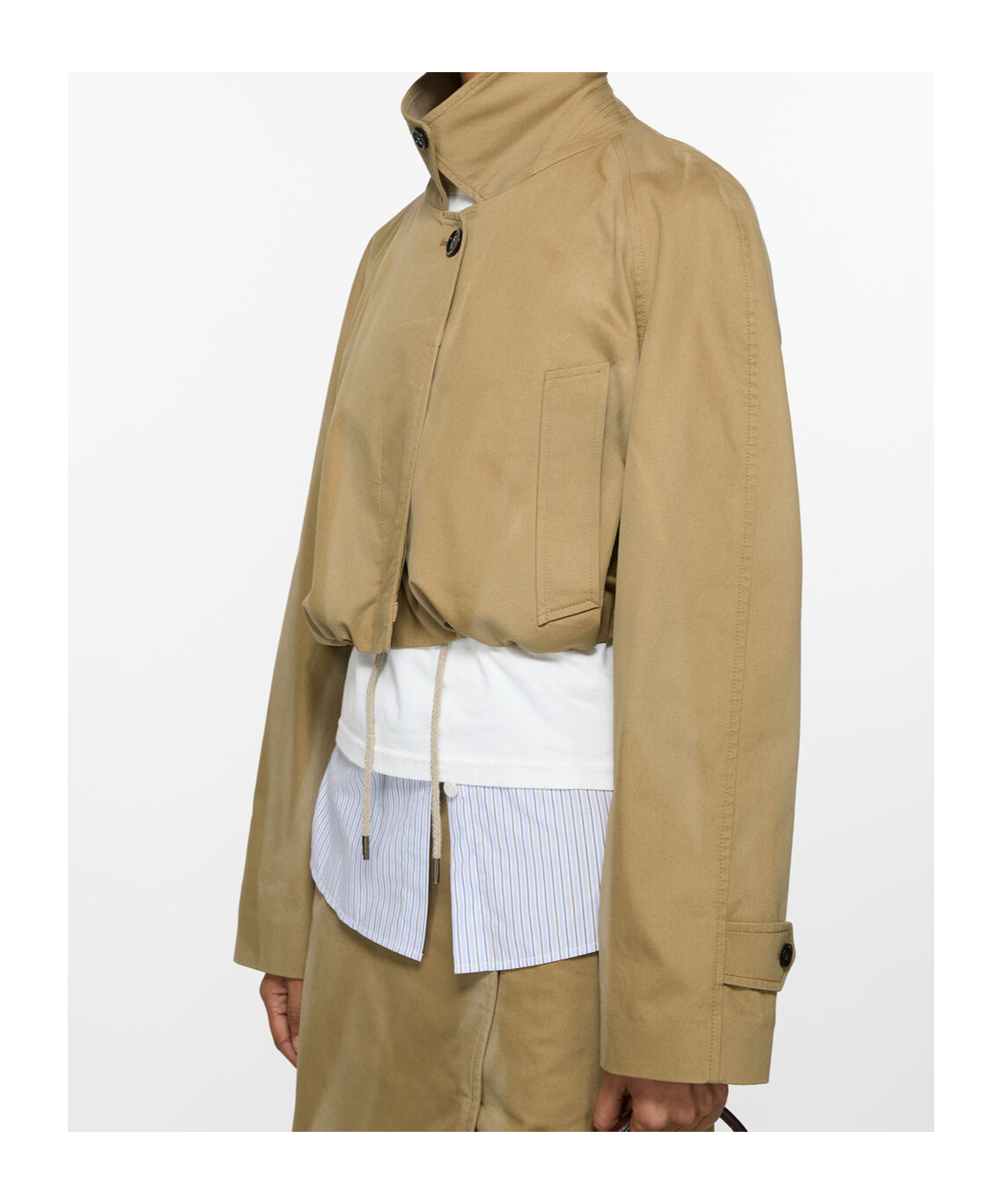 Acne Studios Cropped Cotton Jacket In Nude