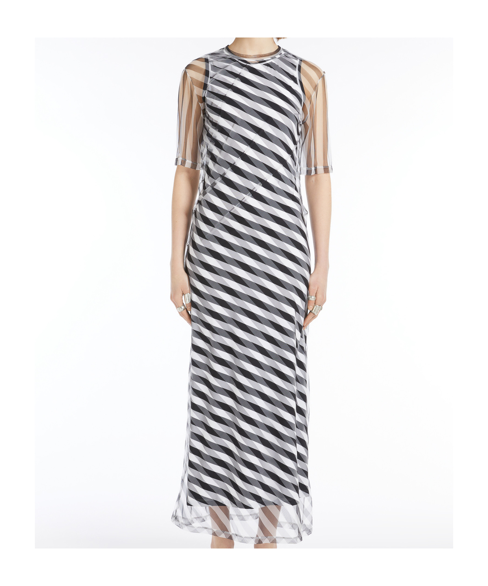Sportmax Round Neck Short Sleeve Dress In Gray