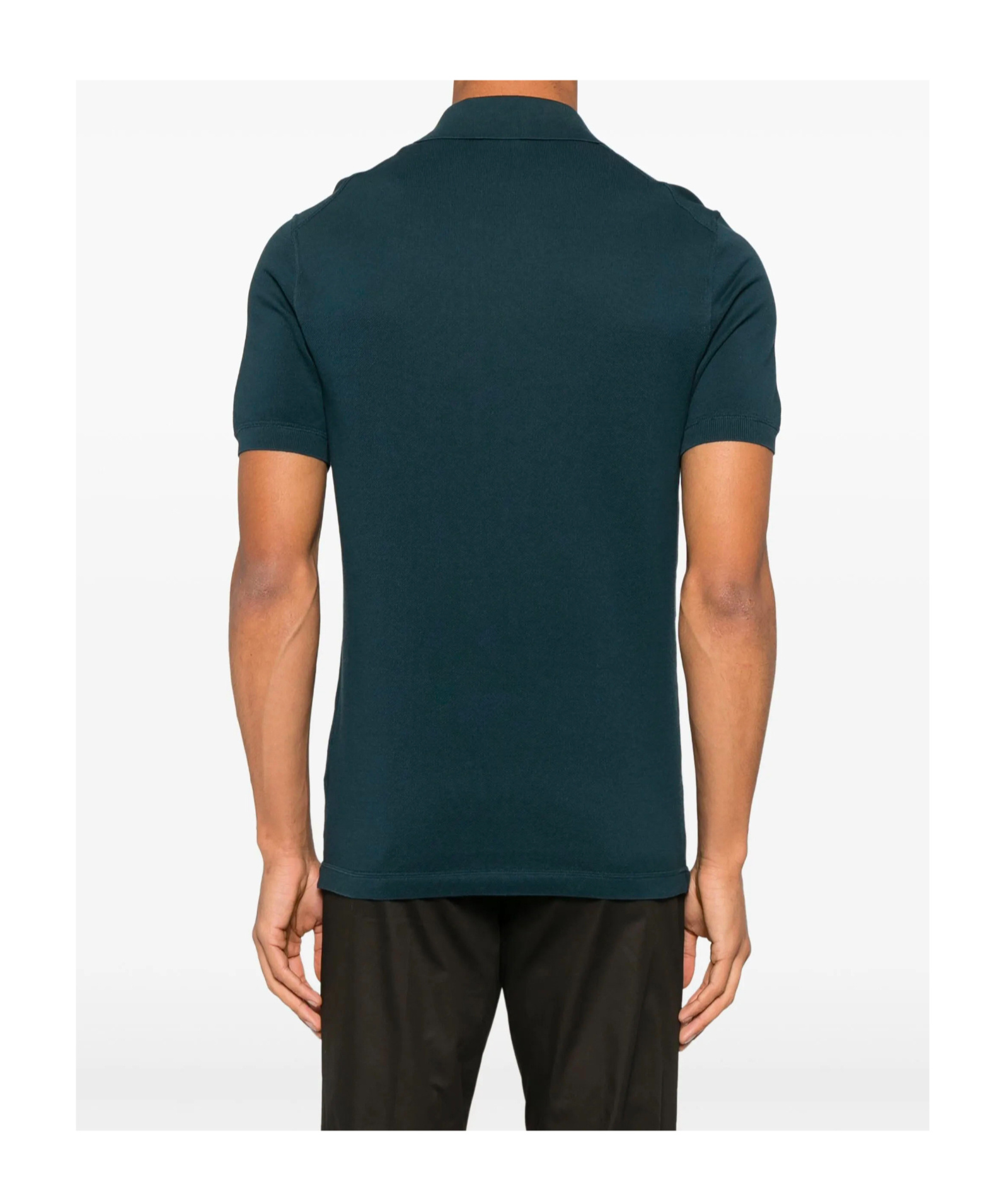 Zegna Cotton Polo Shirt With Intarsia Knitted Stripe In Black