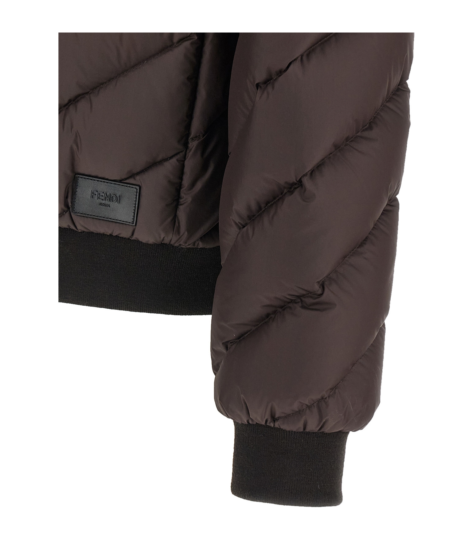 Fendi Reversible Down Jacket Puffer Jackets Beige In Brown