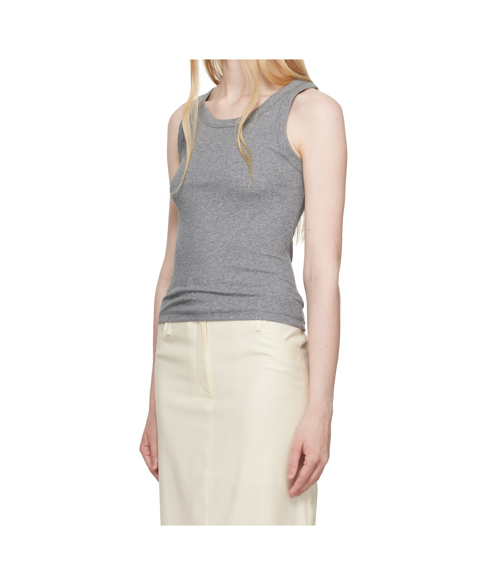 Aya Muse Scoop Neck Ribbed Tank Top In Gray