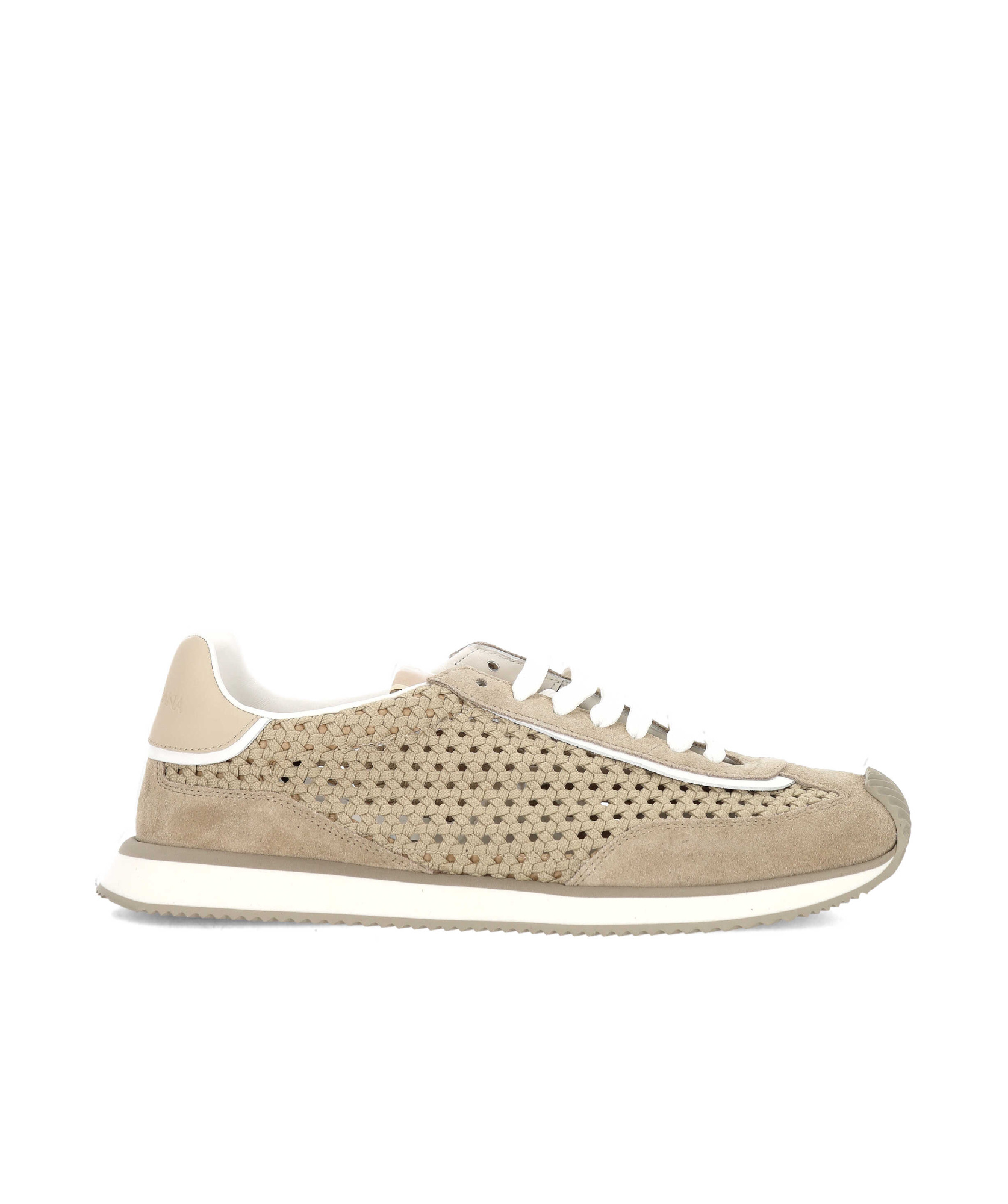 Dolce & Gabbana Leather And Fabric Low-top Sneakers In Nude