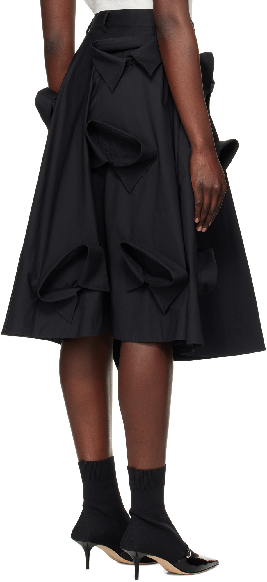 Moschino Stretch-cotton Poplin Midi Skirt In Black