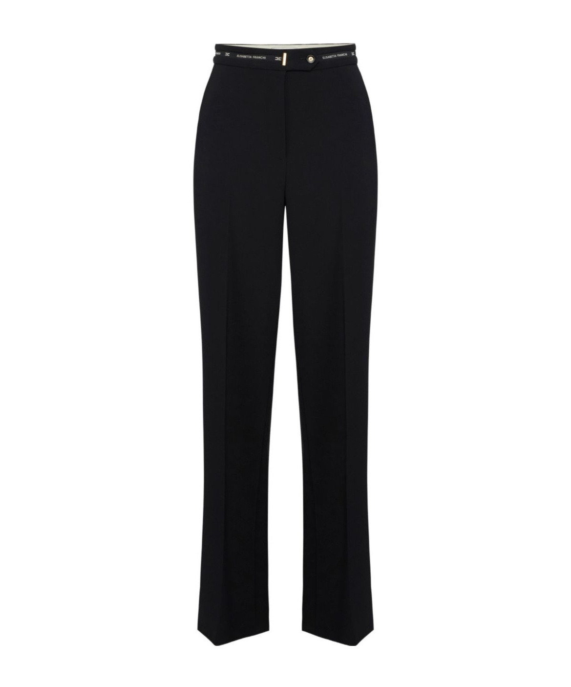 Elisabetta Franchi Trousers Straight Leg Pockets Belt Loops In Black
