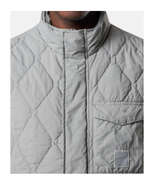 Stone Island Light Gray Button-zipper Vest In Gray
