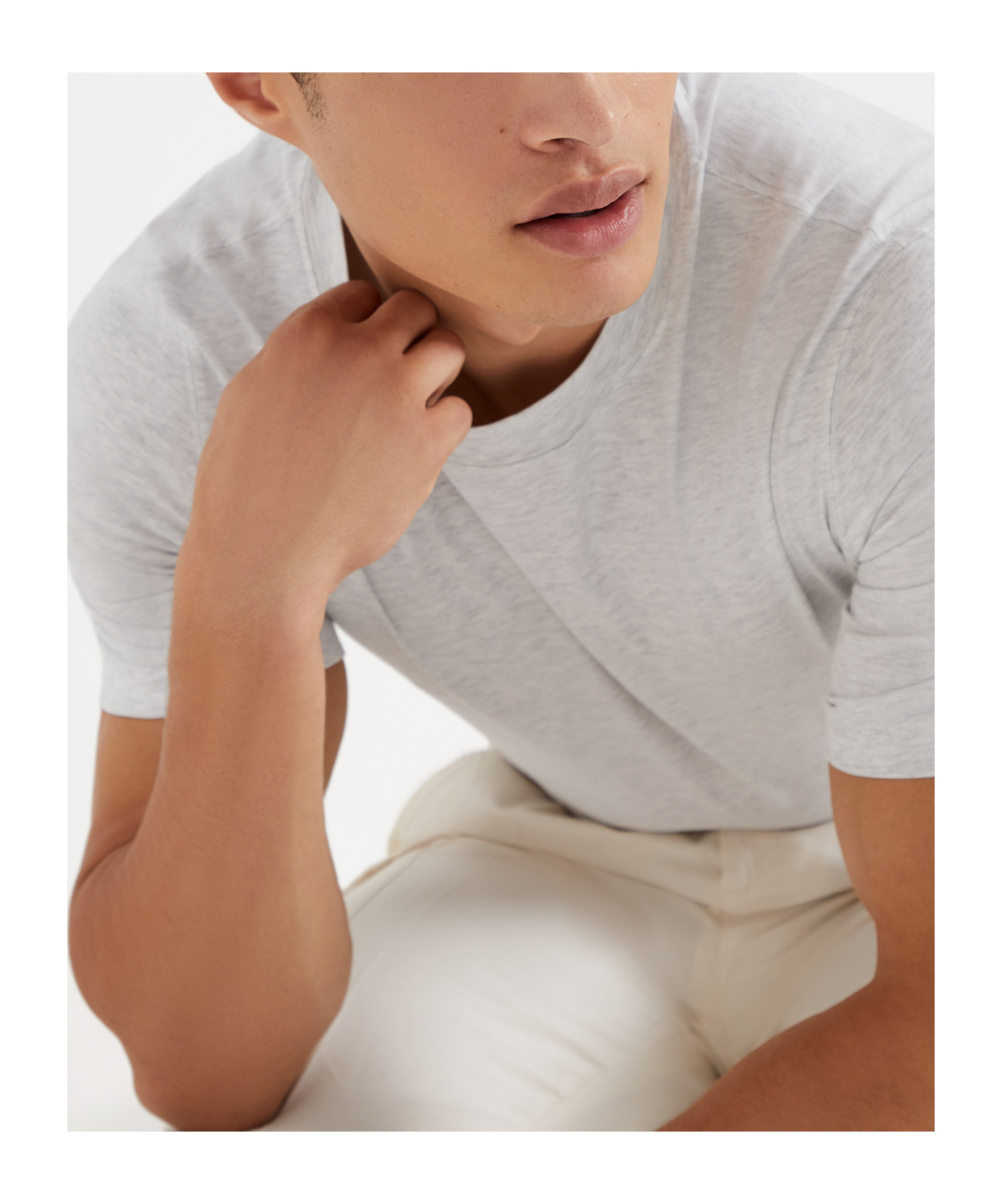 Brunello Cucinelli Mélange-effect Cotton-blend T-shirt In White