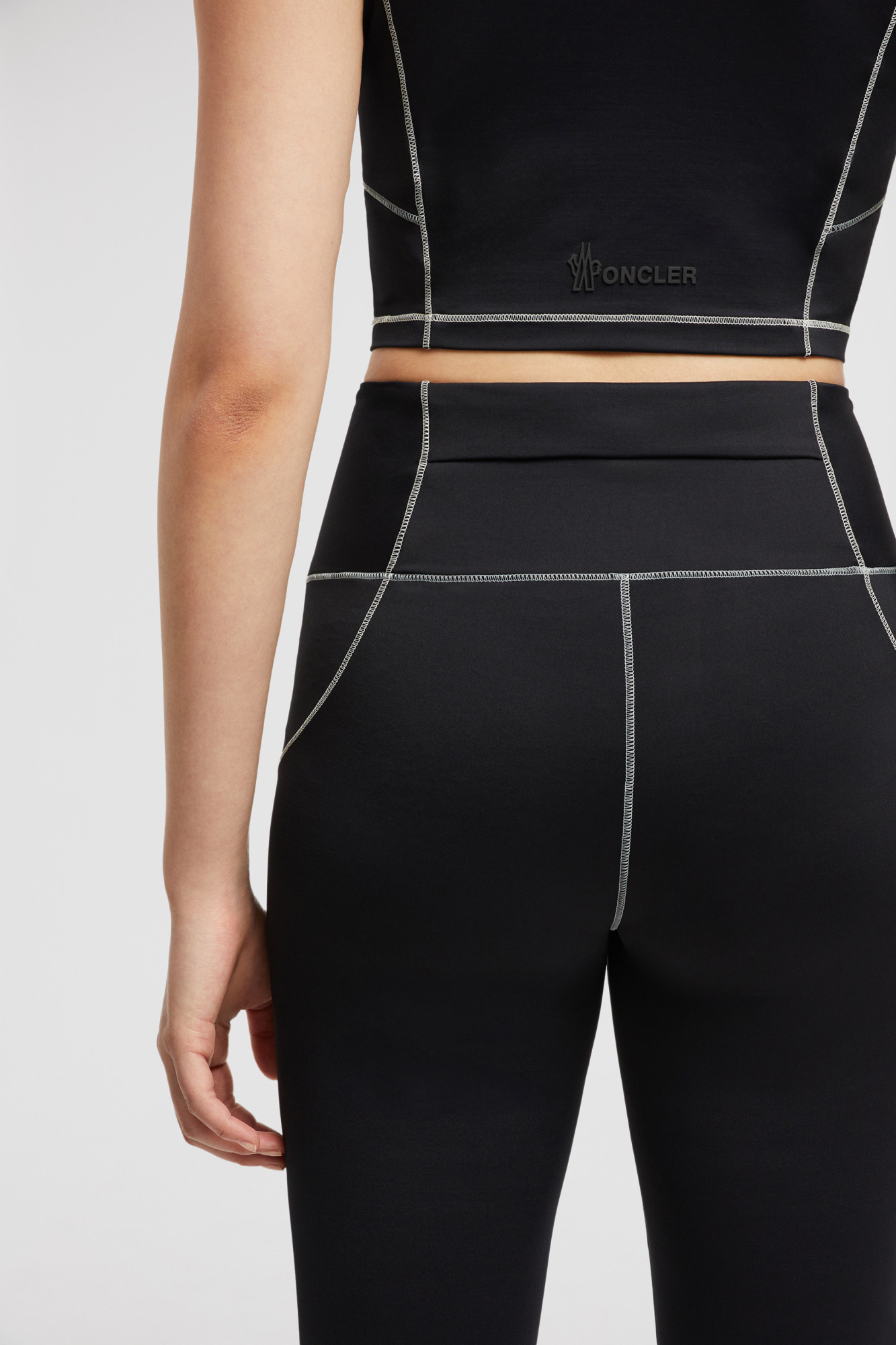 Shop Moncler Logo-patch Leggings In Black