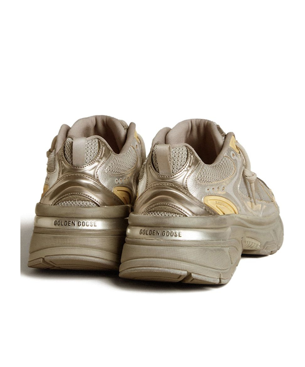 Golden Goose Lightstar Laminated Leather Suede And Net Upper Tpu Star Net Heel And Spur In Nude