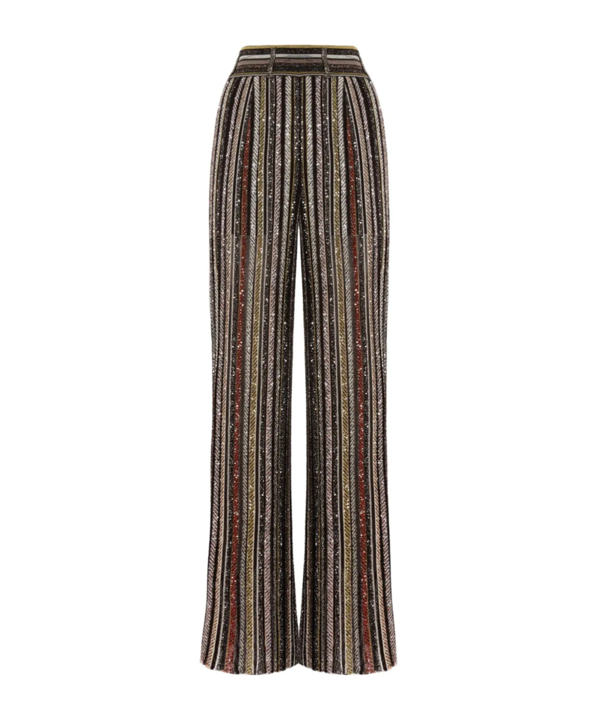 Missoni Wide-leg Striped Trousers With Textured Metallic Finish In Brown