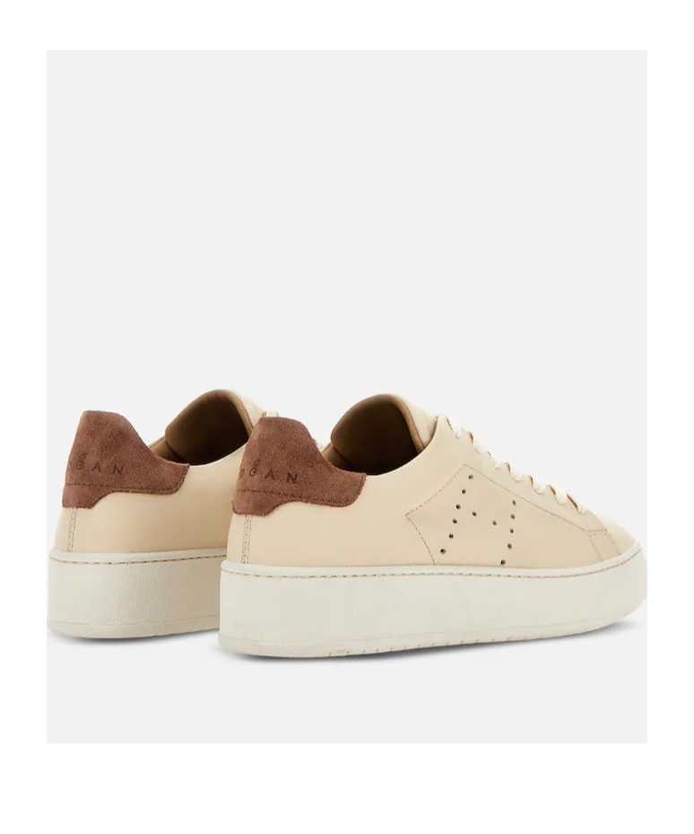 Hogan H672 Lace-up Leather Sneakers In Nude