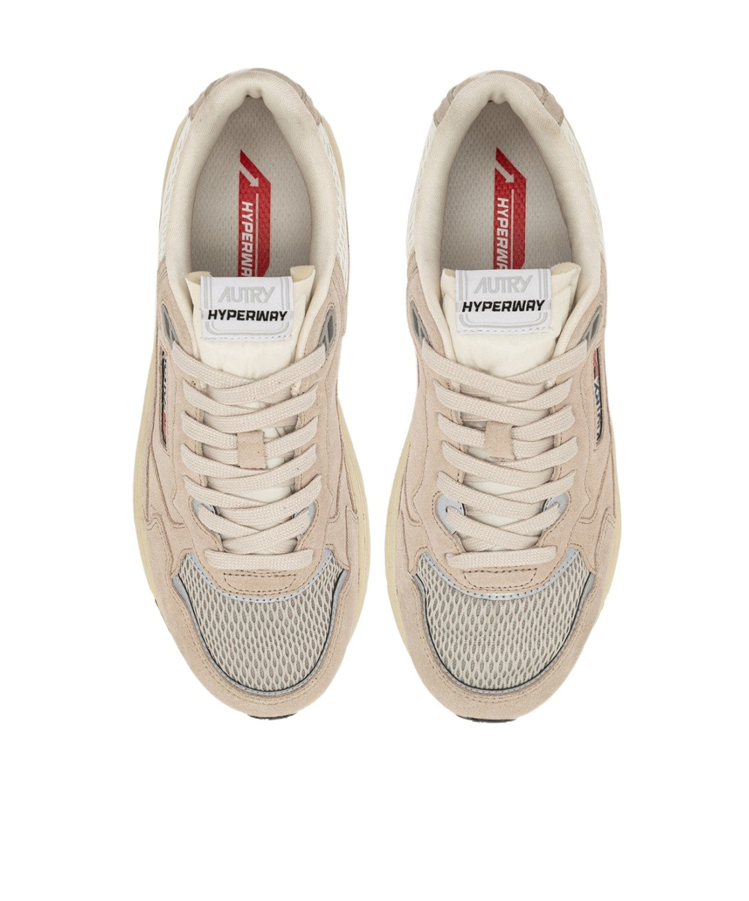 Autry Classic Leather And Mesh Panel Sneakers In Neutral