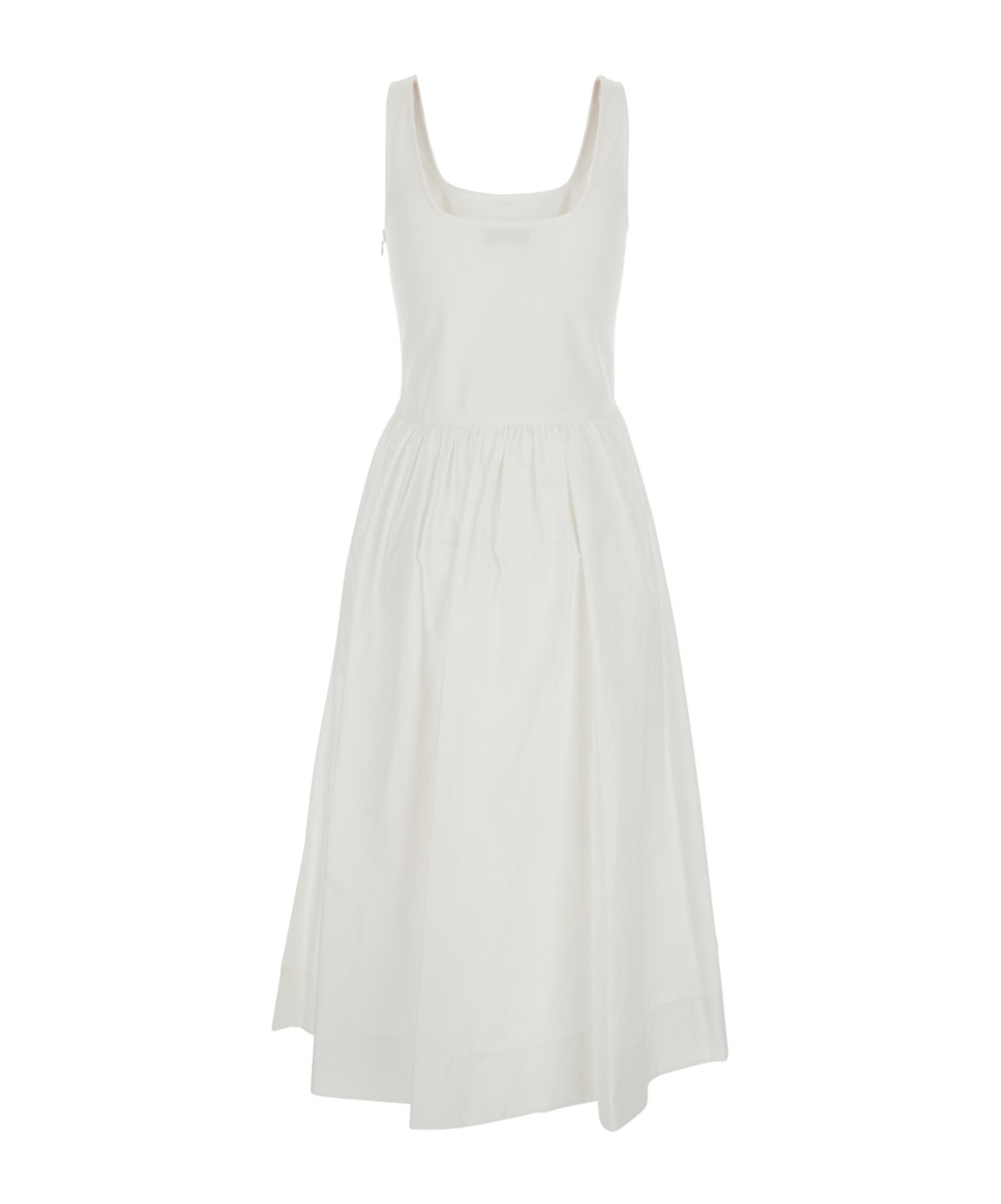 Dunst White Dress With Side Zipper Closure And Flared Skirt With Pleated Details In Cotton Blend Woman