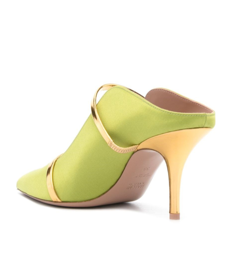 Malone Souliers Maureen 70mm Satin Mules In Green