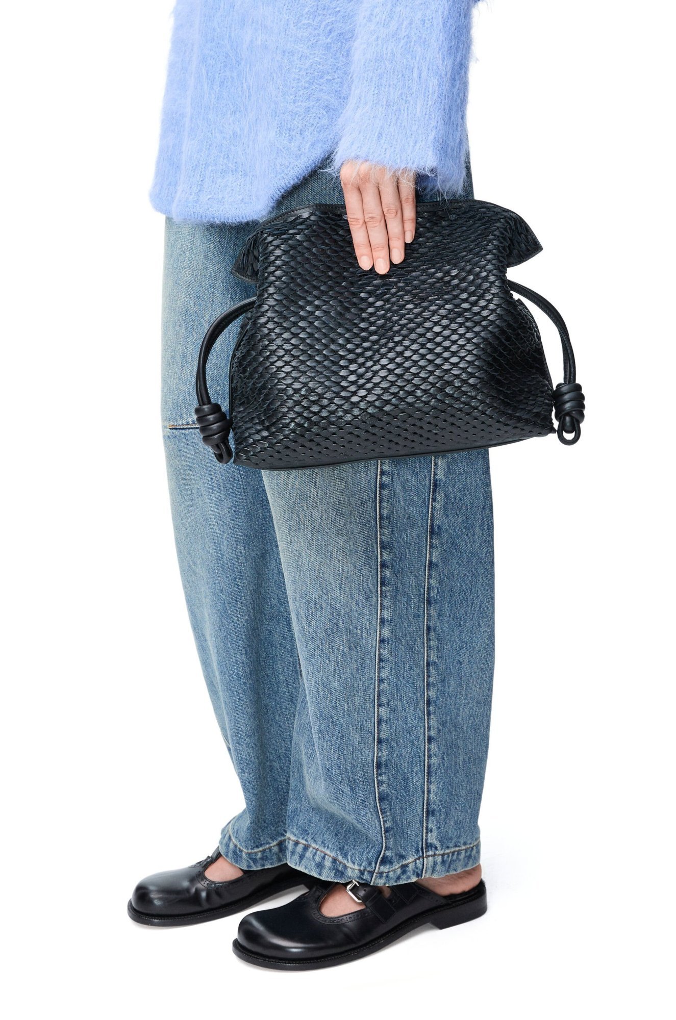 Loewe Mini Puzzle Leather Shoulder Bag In Black