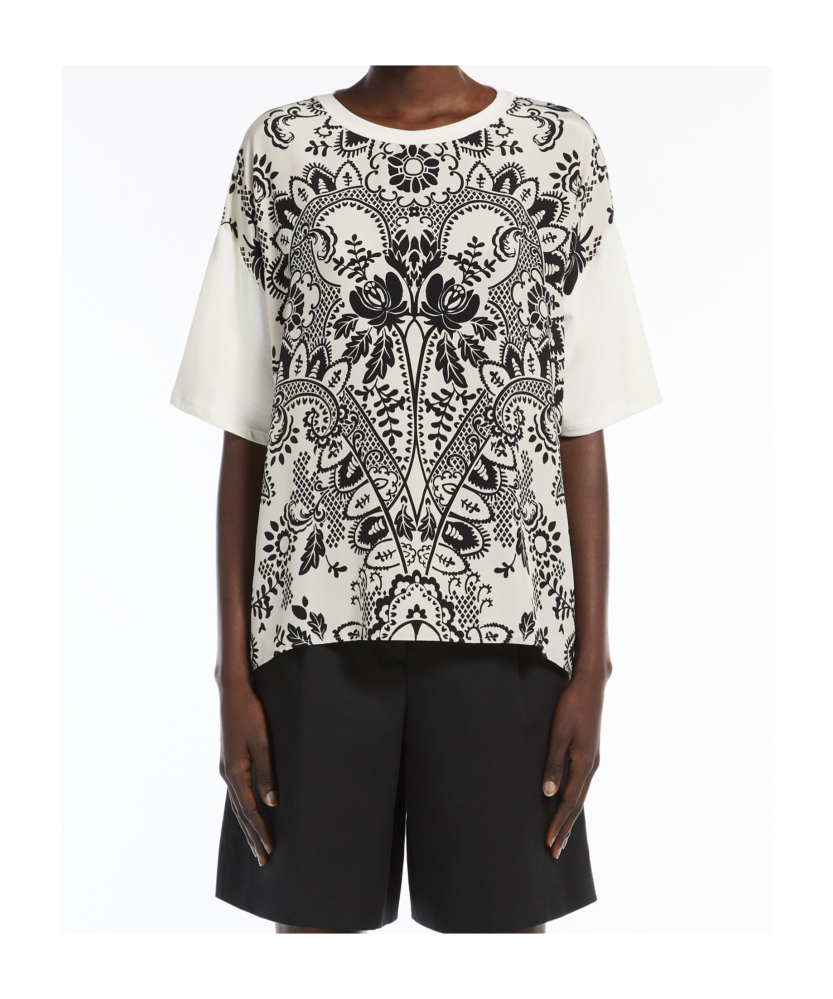 Weekend Max Mara Printed Silk And Jersey T-shirt In White