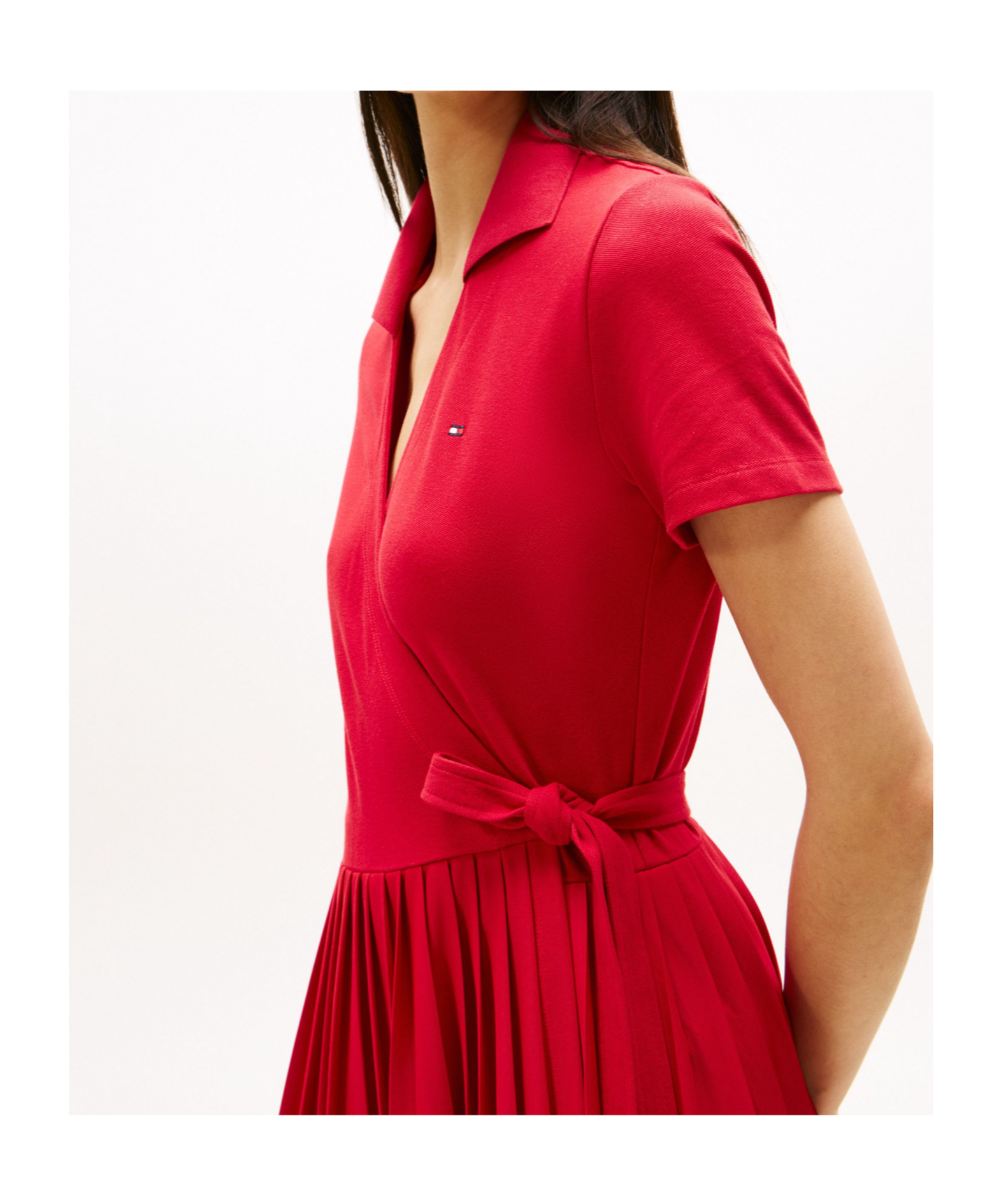 Tommy Hilfiger Midi Wrap Polo Dress In Red