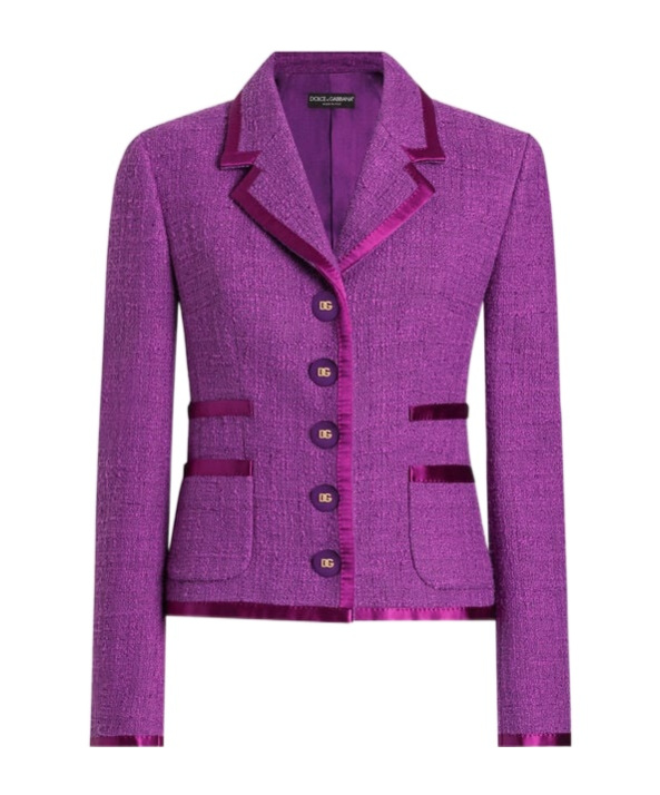 Dolce & Gabbana Rachel Tweed Jacket In Purple