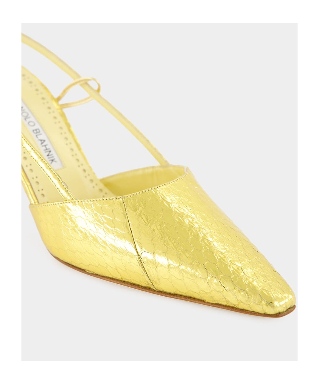 Manolo Blahnik Touki 70 Metallic Elaphe Slingback Pumps In Gold