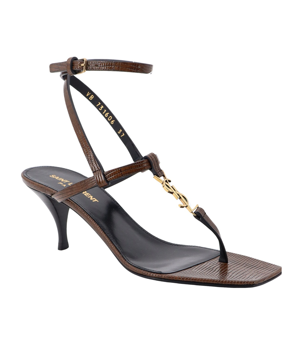 Saint Laurent Cassandra 60 Leather Sandals In Brown