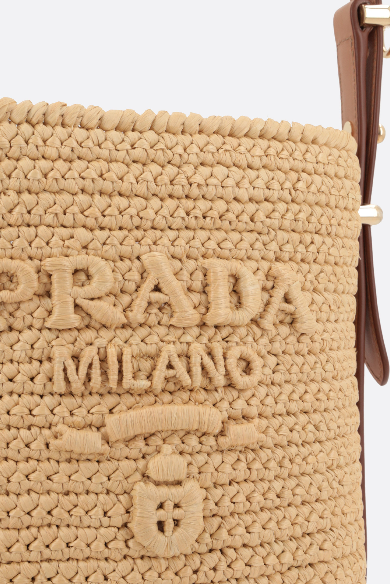 Prada Triangle-logo Raffia Mini Bag In Nude