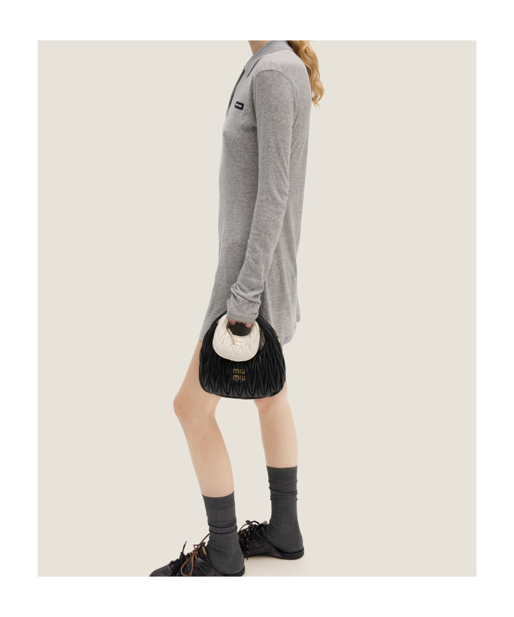 Miu Miu Minikleid Aus Geripptem Strick In Gray