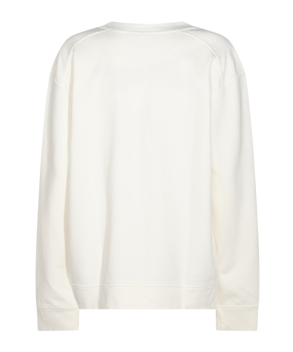 Ganni Off-white Isoli Kittens Drop Shoulder Sweatshirt In White