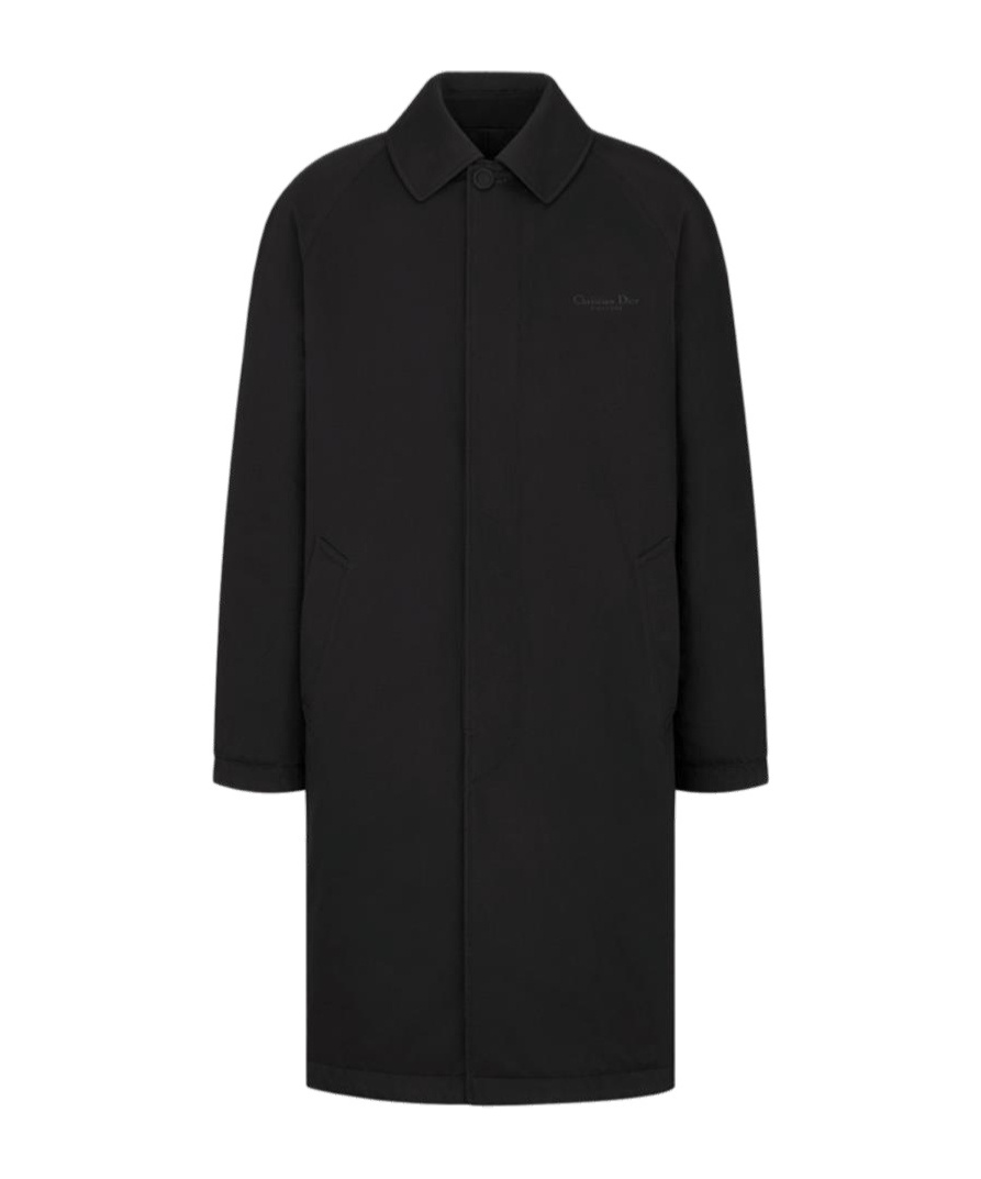 Dior Quilted Rattan Check Double-sided Coat In Black