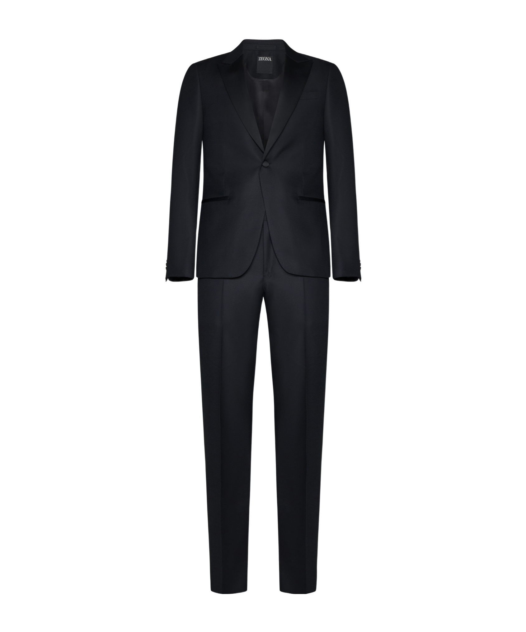 Zegna Wool Suit With Buttoned Cuffs In Black